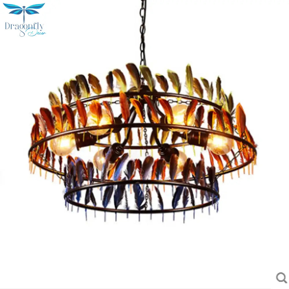 Retro Creative Industrial Style Restaurant E27 Bulb Pendant Lamp American Three Layers Color