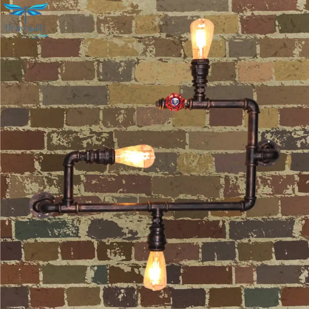 Retro Industrial Creative Entrance Hallway Lighting Iron Pipe Restaurant Wall Lamp Industrail