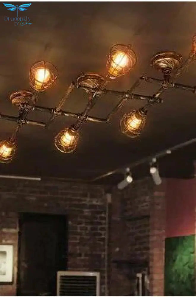 Retro Industrial Style Creative Restaurant Bar Iron Corridor Stair Lamp Water Pipe Ceiling