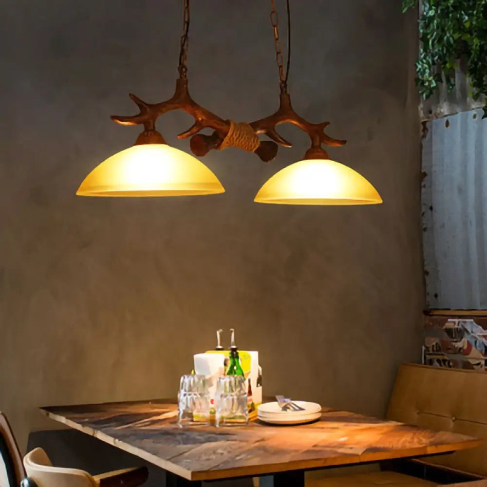 Retro Industrial Style Double Antler Chandelier Creative Resin Restaurant Droplight Lustre Cafe