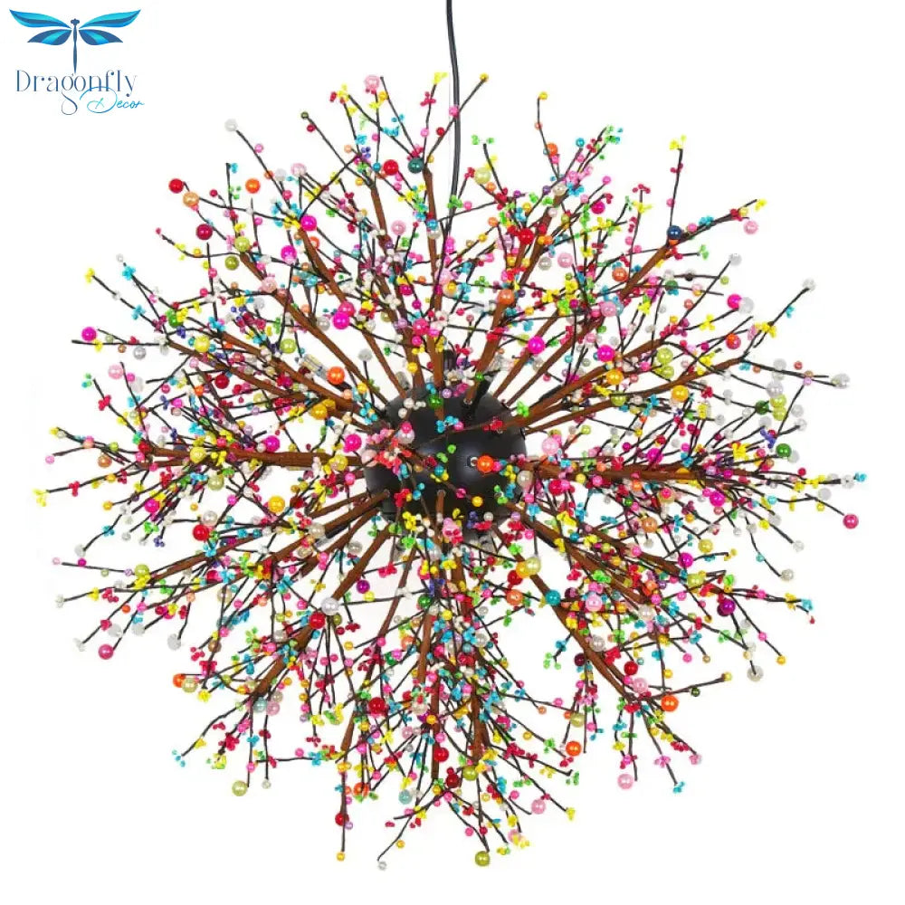 Retro Loft Spark Colorful Fireworks Acrylic Wrought Iron Chandelier For Dining Living Room Kitchen