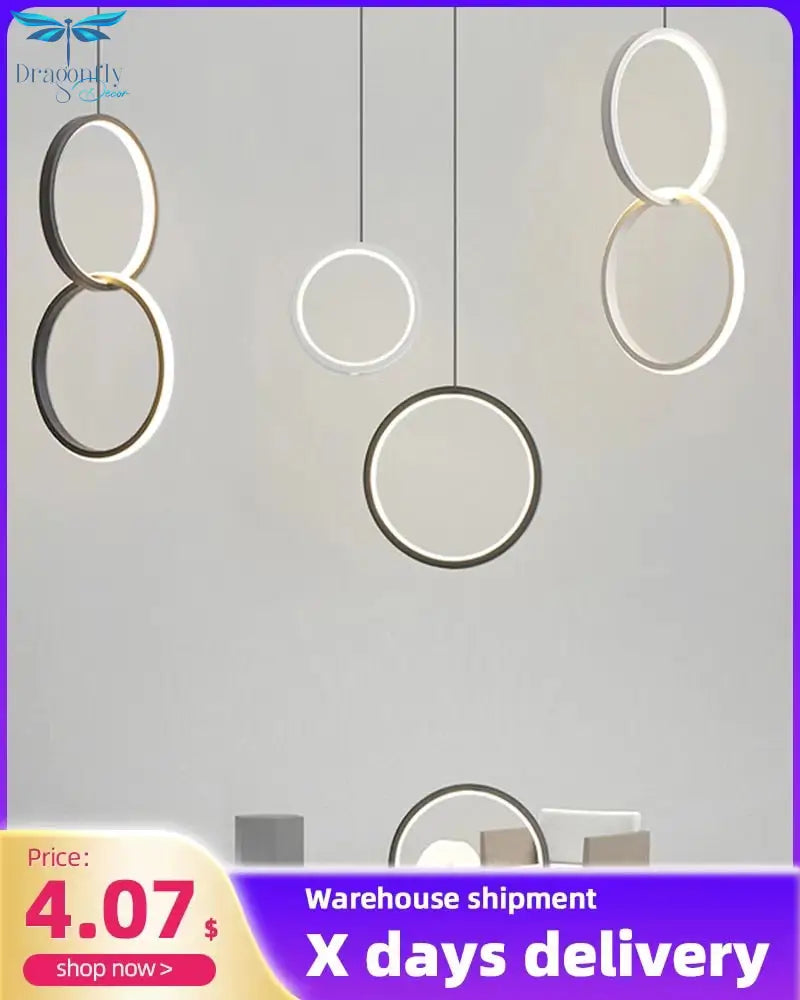 Ring Pendant Lights Bedroom Parlor Hanging Lamp Indoor Lighting Bedside Hanglamp Restaurant Bar