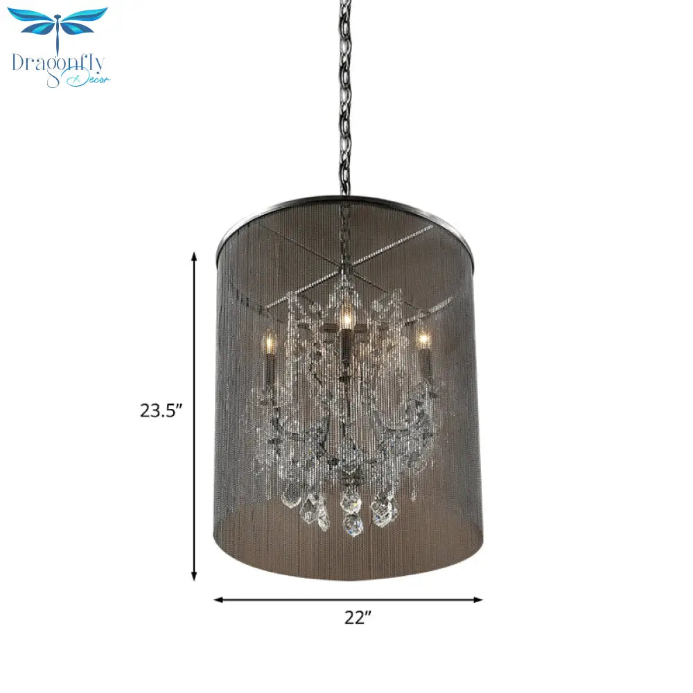 Rita - Industrial Metal Pendant Lighting With Tassels And Crystal Accents