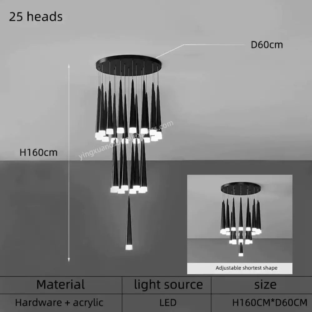 Ritra - Cone Led Pendant Lamp 25 Heads / Black White Light Lighting