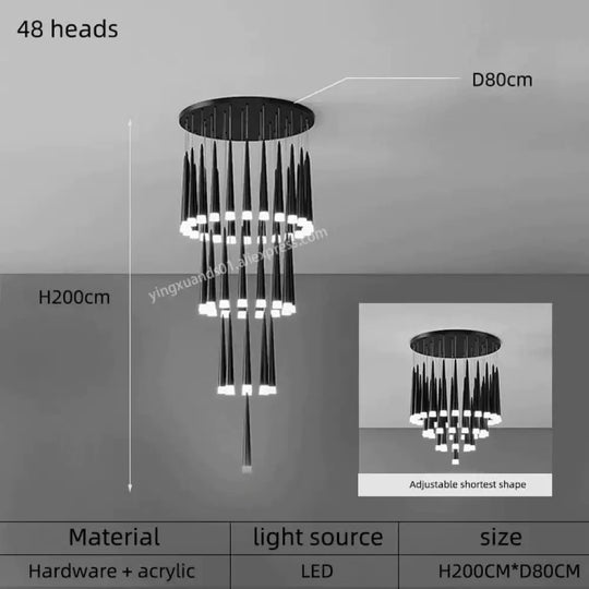 Ritra - Cone Led Pendant Lamp 48 Heads / Black White Light Lighting