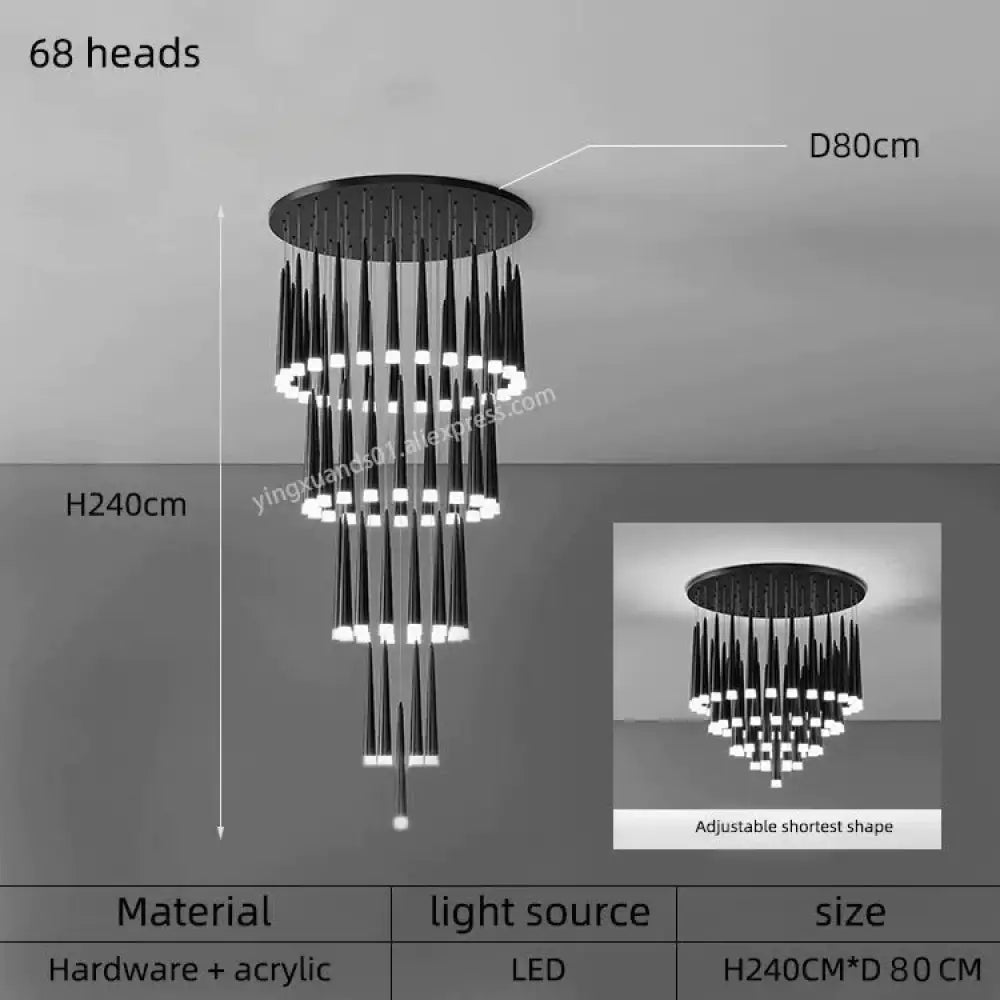 Ritra - Cone Led Pendant Lamp 68 Heads / Black White Light Lighting