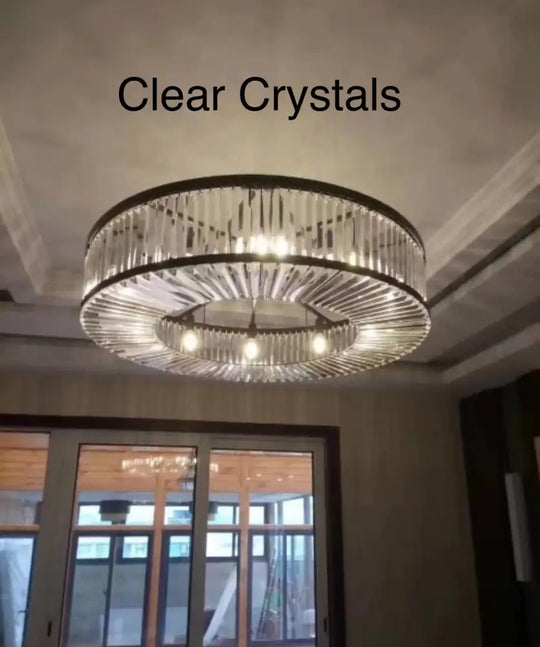 Robin - Vintage Crystal And Metal Round Chandelier For Home Hotel Villa Decor Dia 500Mm / Clear