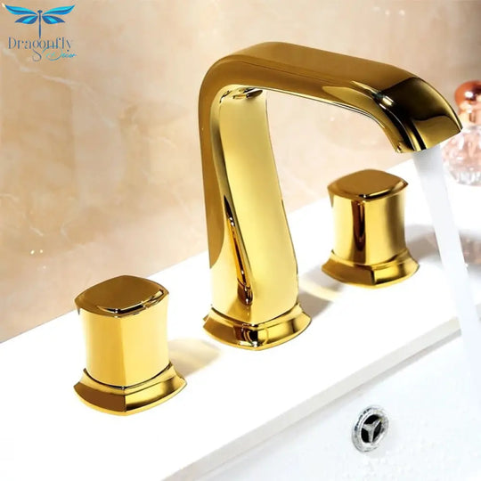 Rose Gold Bathroom Basin Faucets Brass Widespread Sink Mixer Tap Hot & Cold Lavatory Crane 3 Hole