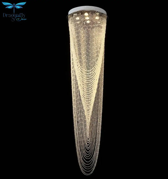 Rotary Crystal Staircase Chandelier Loft Decorative Lighting Long Tassel Crystal Chain Led Living