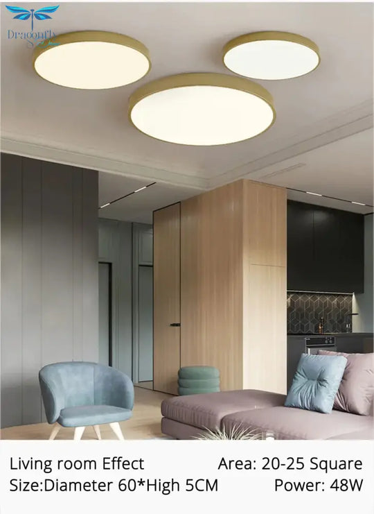 Round Ceiling Light Fixture Modern Led Lights Gold Lampshade For Living Room Bedroom Lamp Fixtures