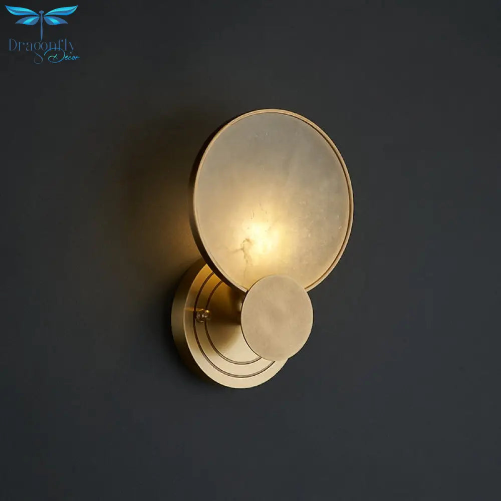 Round Marble Wall Lights Foyer Bedside Lamp Aisle Corridor Bathroom Classical Sconce E14 Bulb 110 -