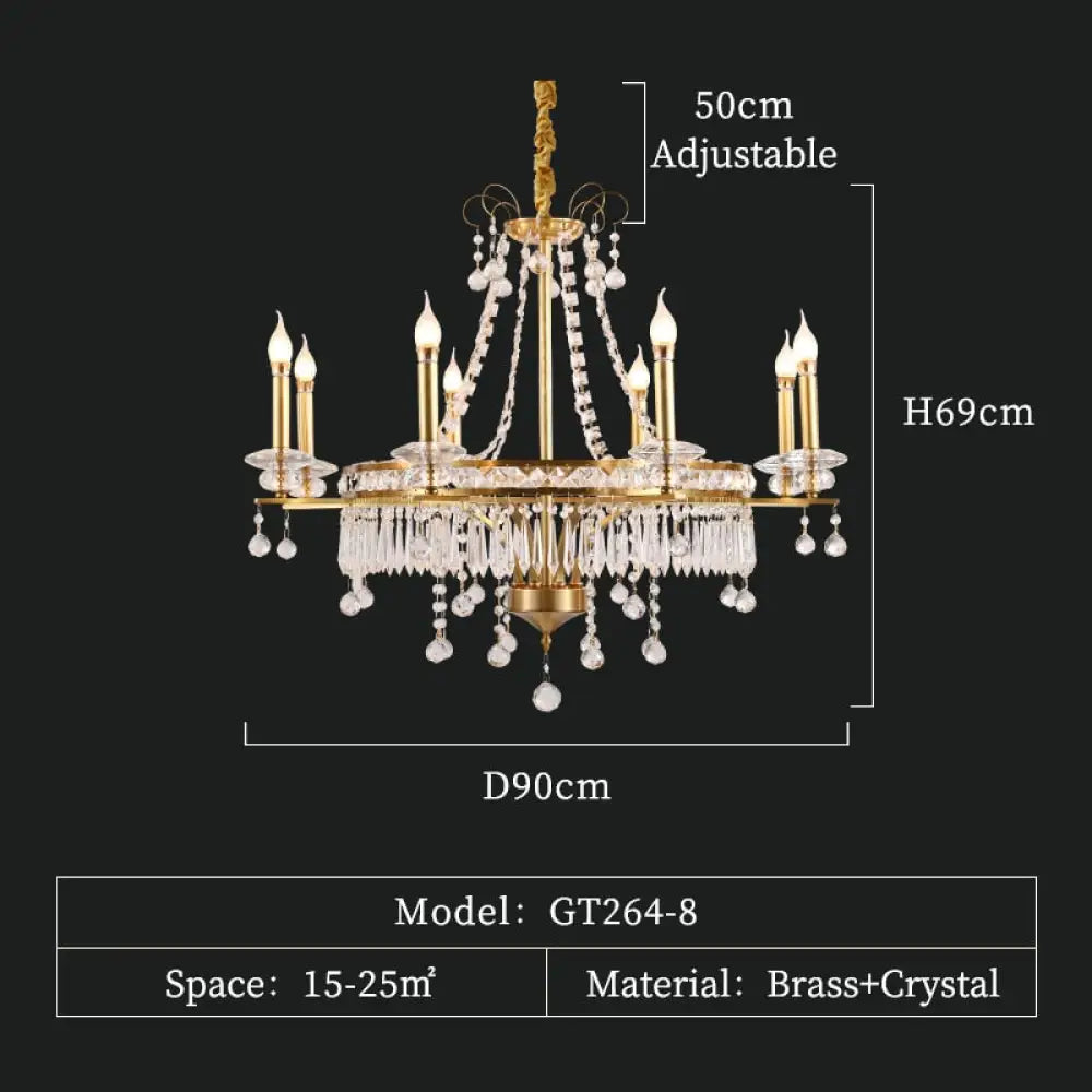 Royale Cuivre - French Luxury Full Copper Living Dining Room Bedroom Led Pendant Light 8Lights D90
