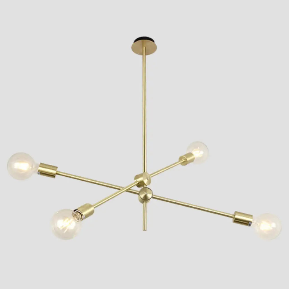 Ryleigh - Geometric Postmodern Lines Chandelier Lamp Metal Bedroom Hanging Light In Gold With