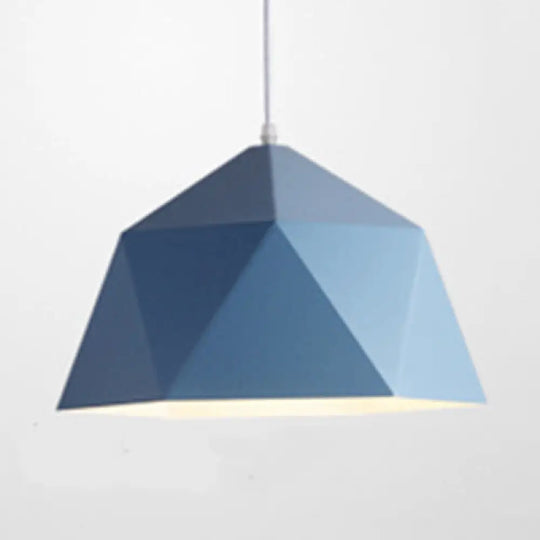 Sabine - Macaron Pendant Light: Polyhedral Bowl Metallic Finish Blue / 10