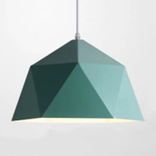Sabine - Macaron Pendant Light: Polyhedral Bowl Metallic Finish Green / 10