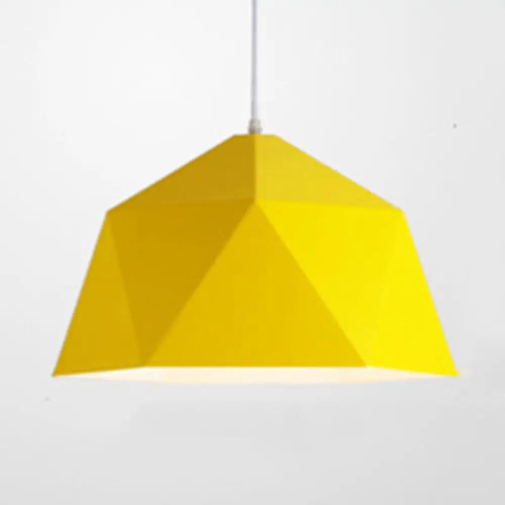 Sabine - Macaron Pendant Light: Polyhedral Bowl Metallic Finish Yellow / 10