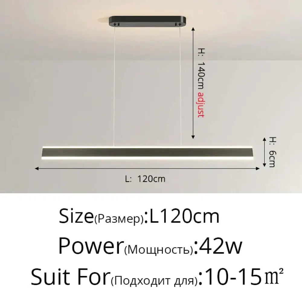 Salix V - Modern Minimalist Led Dimmable Bar Pendant Light Black A 120Cm / With Remote Pendant