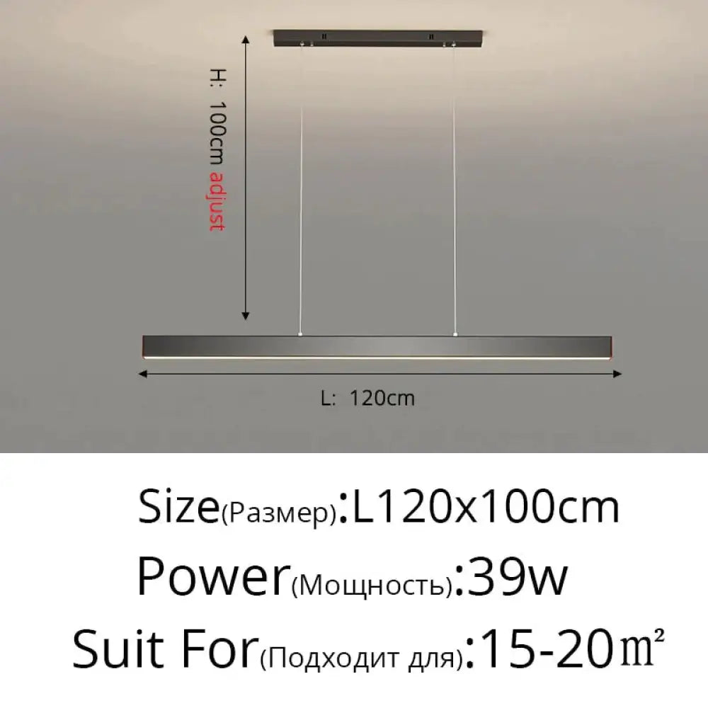 Salix V - Modern Minimalist Led Dimmable Bar Pendant Light Black D 120Cm / With Remote Pendant