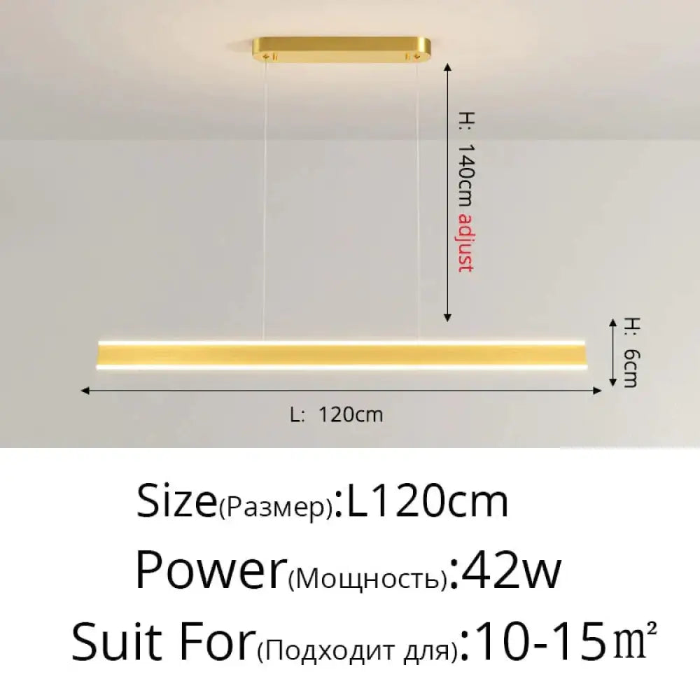 Salix V - Modern Minimalist Led Dimmable Bar Pendant Light Gold A 120Cm / With Remote Pendant