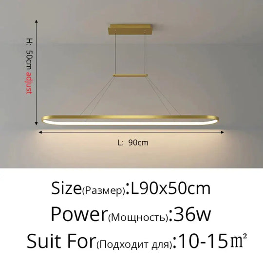 Salix V - Modern Minimalist Led Dimmable Bar Pendant Light Gold C 90Cm / With Remote Pendant