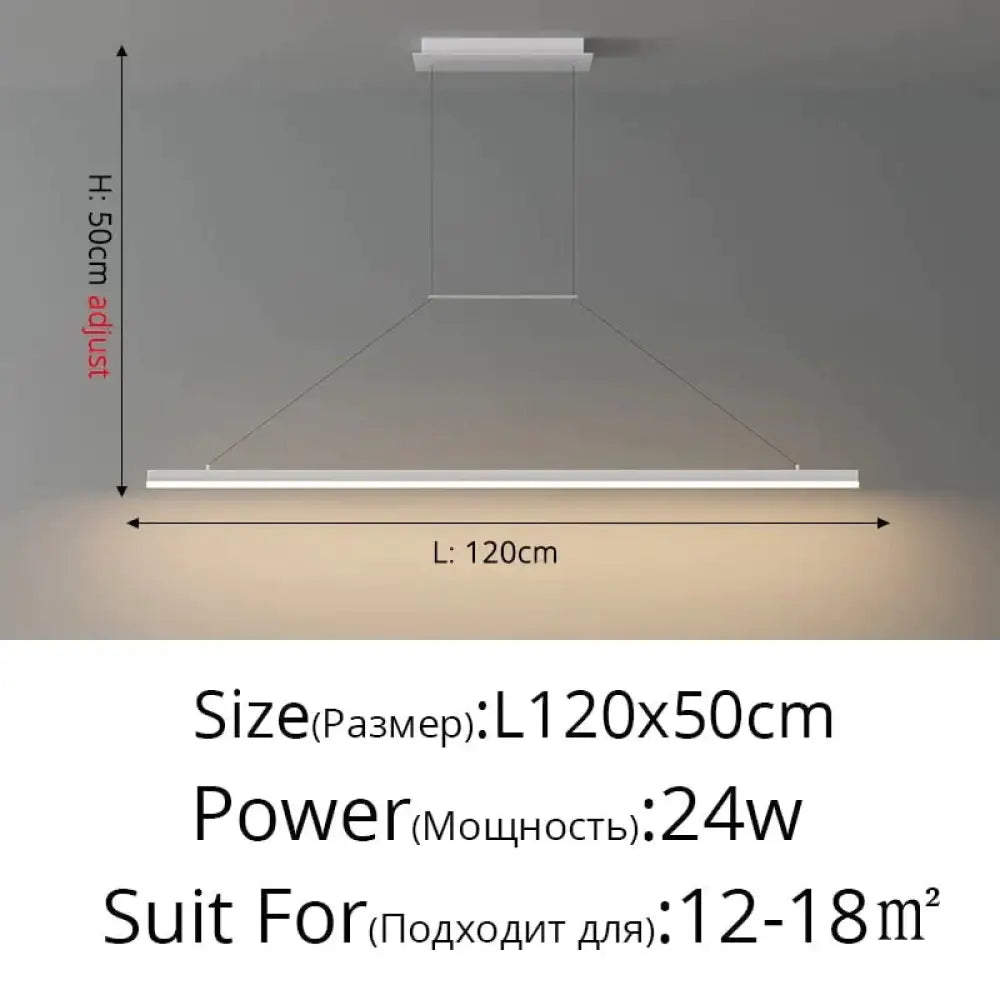 Salix V - Modern Minimalist Led Dimmable Bar Pendant Light White B 120Cm / With Remote Pendant