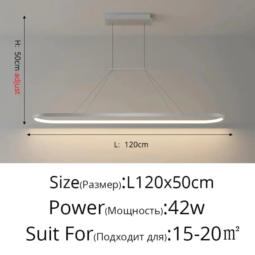 Salix V - Modern Minimalist Led Dimmable Bar Pendant Light White C 120Cm / With Remote Pendant