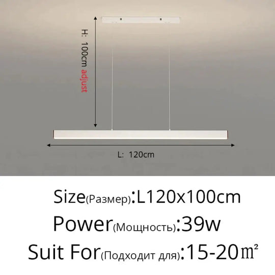 Salix V - Modern Minimalist Led Dimmable Bar Pendant Light White D 120Cm / With Remote Pendant