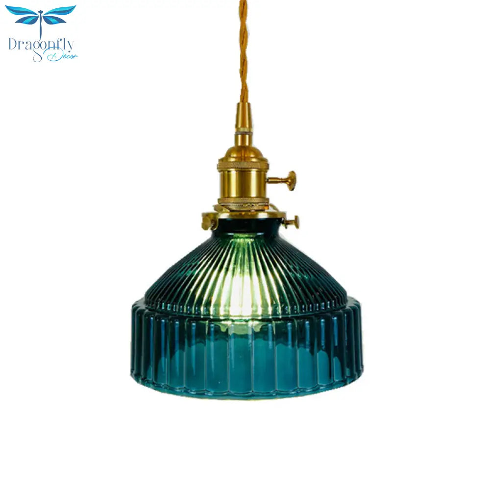 Samantha - Retro Industrial 1 Light Pendant Lamp Prismatic Glass Barn Lighting For Living Room