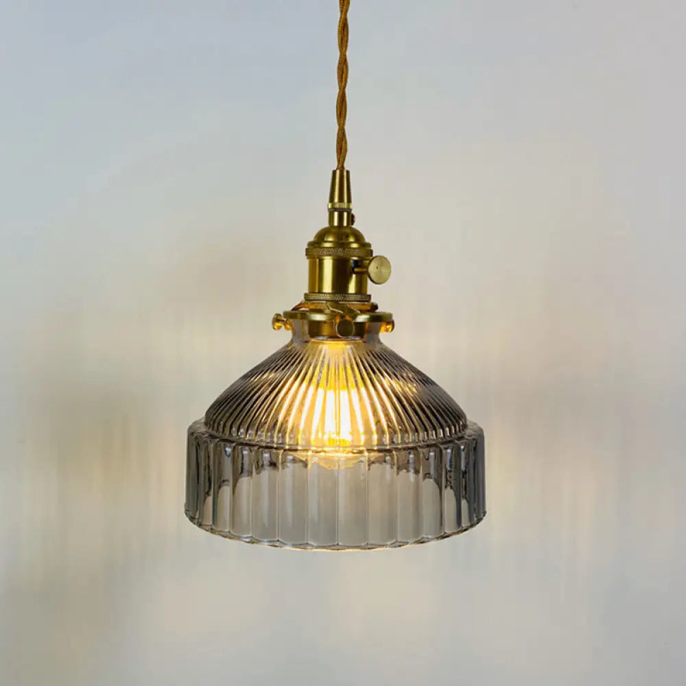 Samantha - Retro Industrial 1 Light Pendant Lamp Prismatic Glass Barn Lighting For Living Room