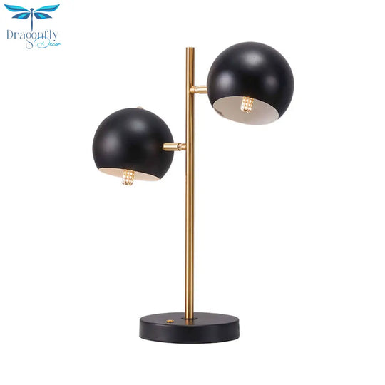 Sara - Black Spherical Table Light Modern Style 2 Heads Metal Night Lighting For Bedroom
