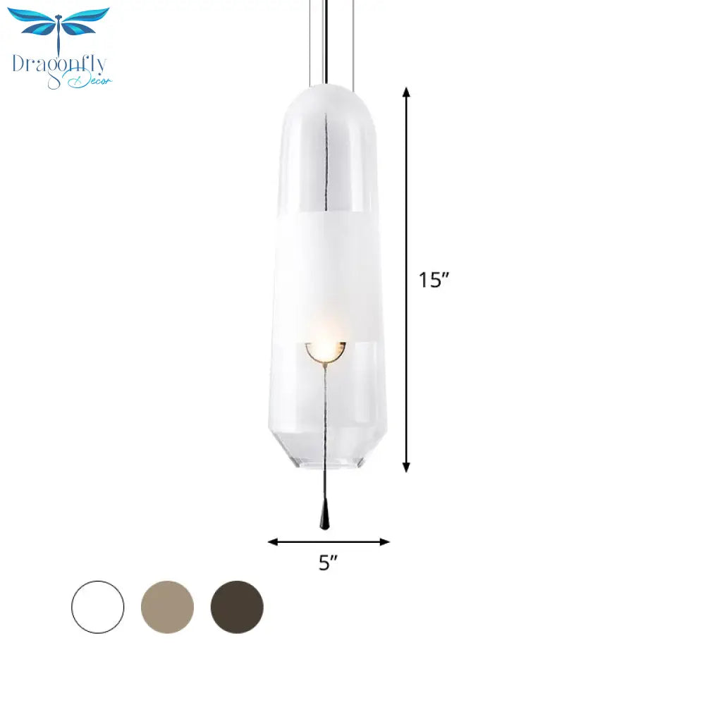 Sarah - Ellipse Bedside Pendant Lighting Cognac/Smoke/Clear Glass 1 - Light Simple Ceiling