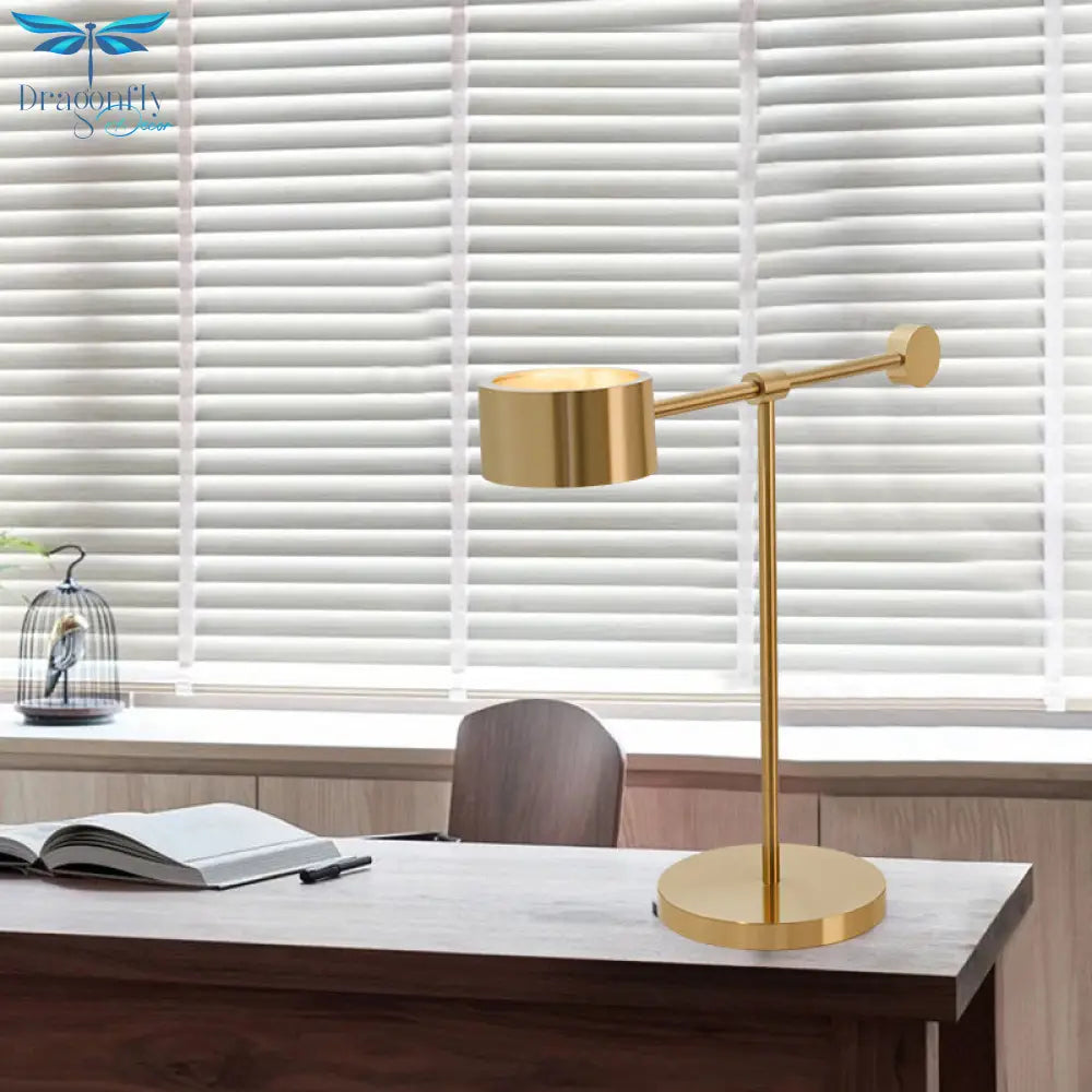 Scarlett - Modern Drum Bedroom Table Lamp Metal 1 Head Modernism Night Lighting With Lever Design