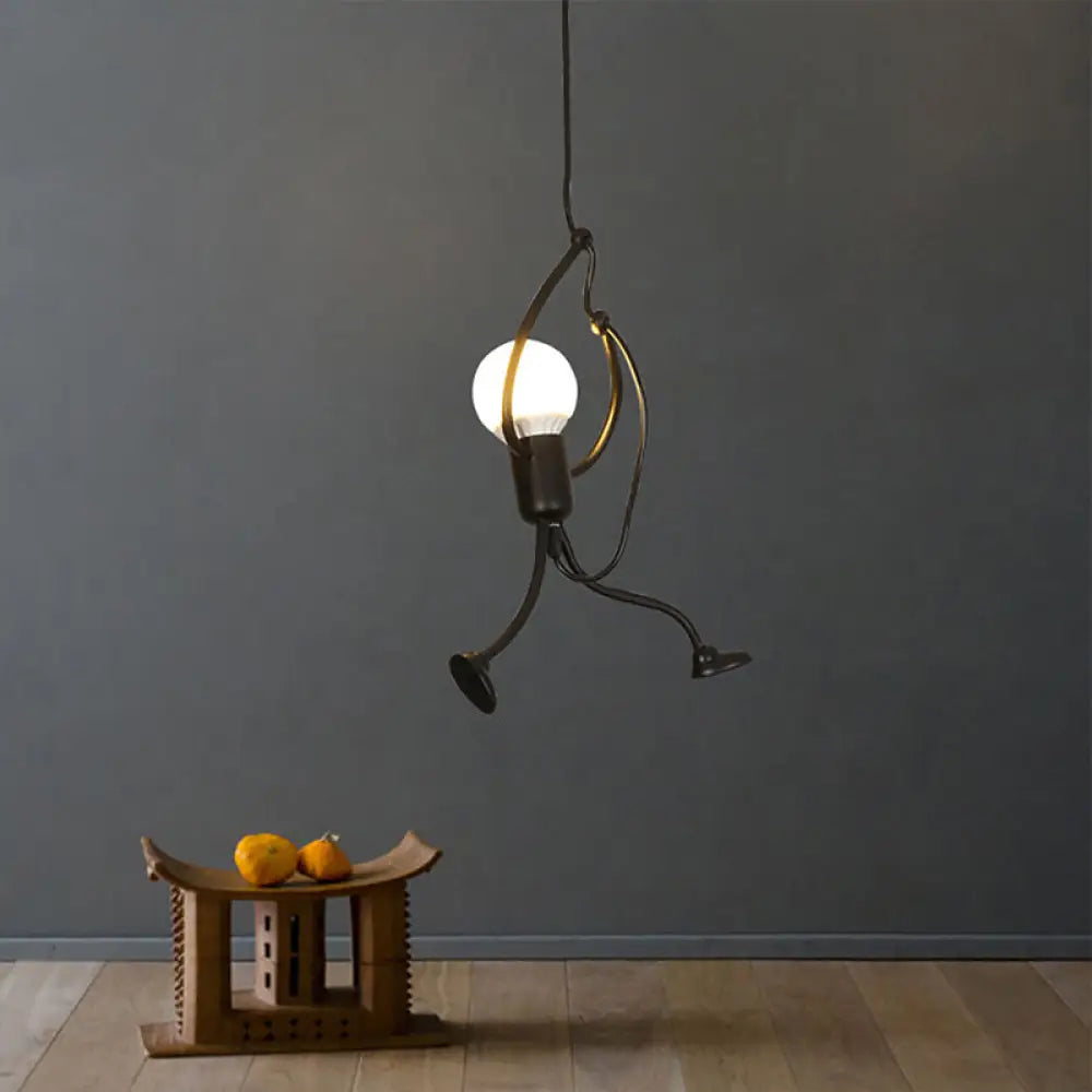 Serena - Small Man Hanging Ceiling Light Artistic Metallic 1/3 - Head Bedroom Pendant In Black / A