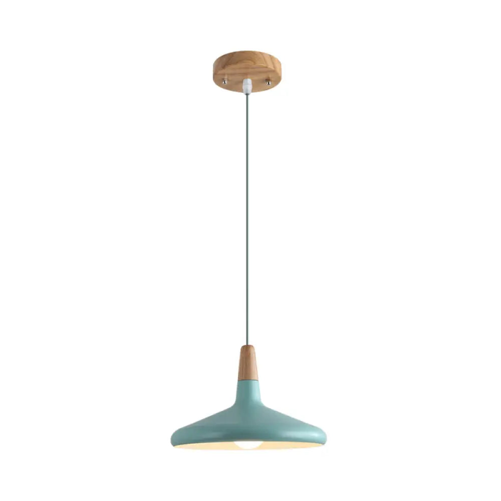 Serenity - Modern Grey/Pink/Green Cone Hanging Lamp Macaron 1 Bulb Aluminum Ceiling Pendant With