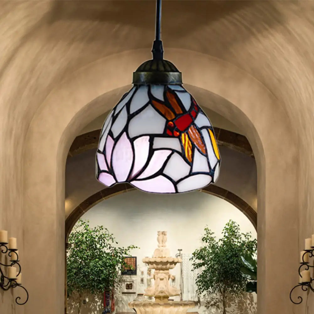 Serenity - Tiffany Dragonfly Ceiling Pendant Lamp Stunning Stained Glass Dining Black / 1