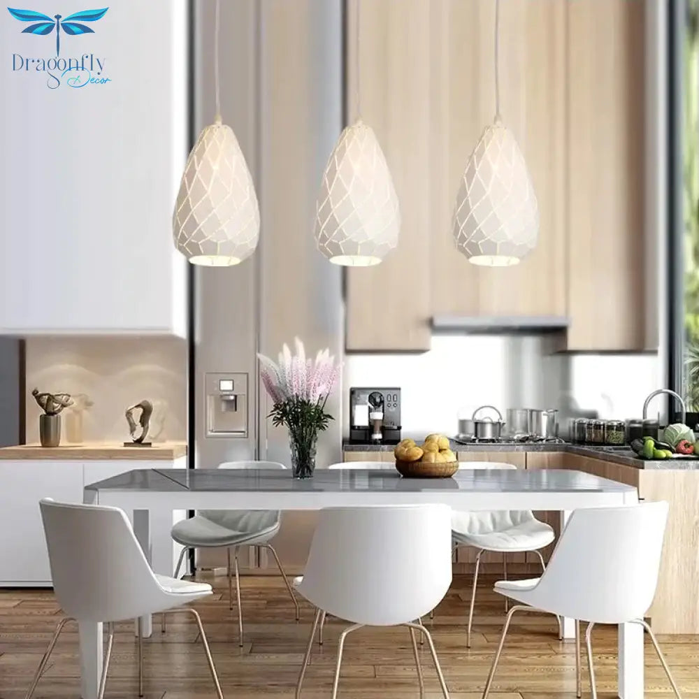 Set Of 3 Modern Led Pendant Lights Square Round Kitchen Island Lamps Dining Living Room Drop