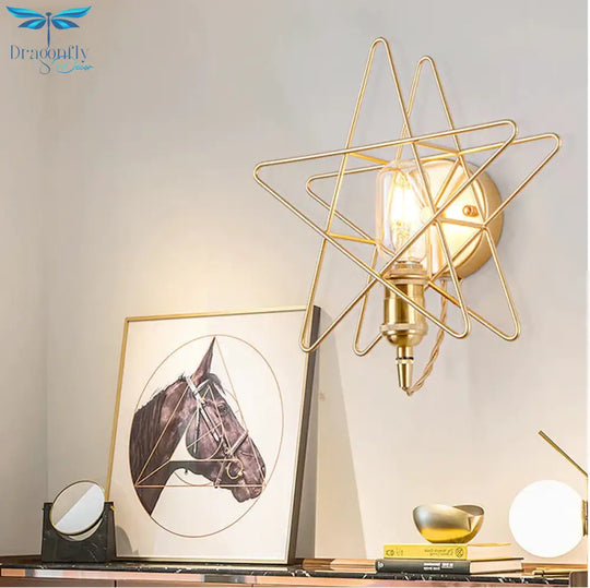 Simple And Creative Star Copper Wall Lamp Bedroom Bedside Postmodern Dining Hall Corridor Staircase
