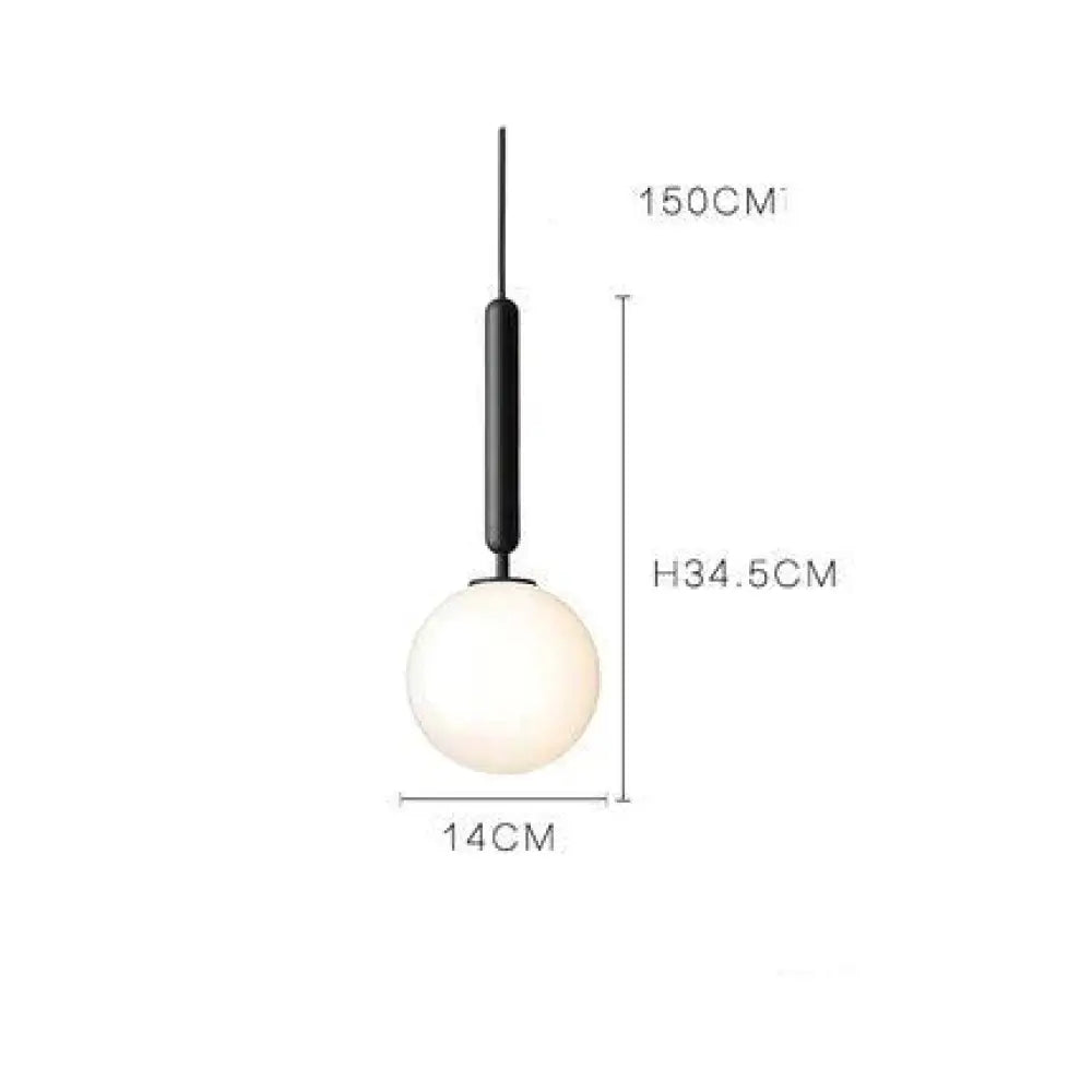 Simple Bedside Chandelier Creative Glass Ball Dining Room Bedroom Clothing Store Black - Milk White
