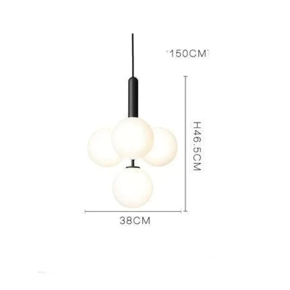 Simple Bedside Chandelier Creative Glass Ball Dining Room Bedroom Clothing Store Black - Milk White