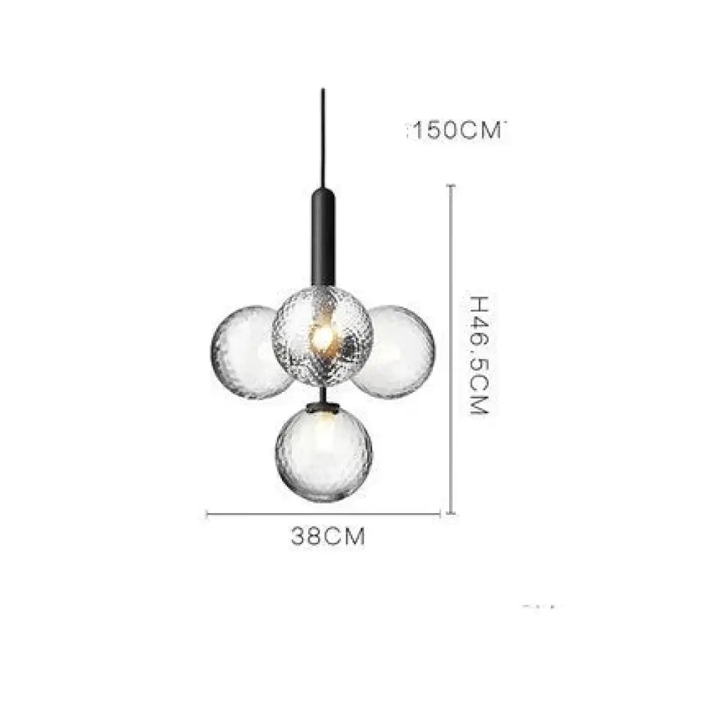 Simple Bedside Chandelier Creative Glass Ball Dining Room Bedroom Clothing Store Black -