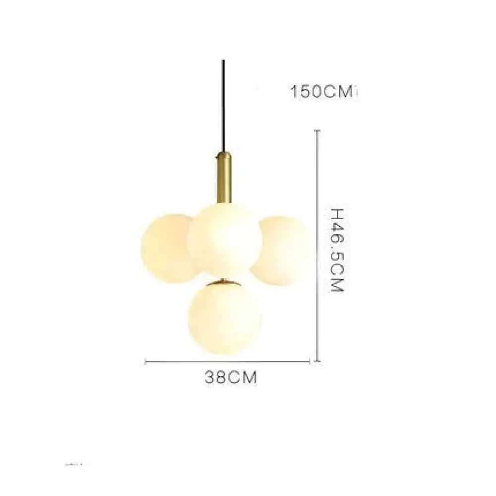 Simple Bedside Chandelier Creative Glass Ball Dining Room Bedroom Clothing Store Gold - Milk White