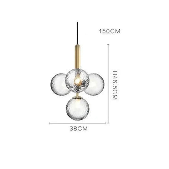 Simple Bedside Chandelier Creative Glass Ball Dining Room Bedroom Clothing Store Gold - Transparent