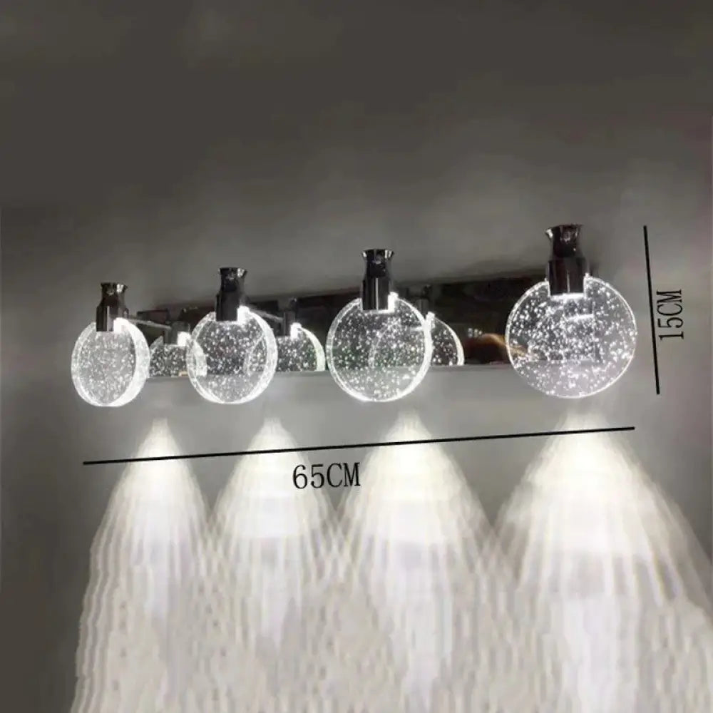 Simple Crystal Led Wall Lamp For Bathroom Bedroom 4 Heads Silver / Warm Light Small Size Light