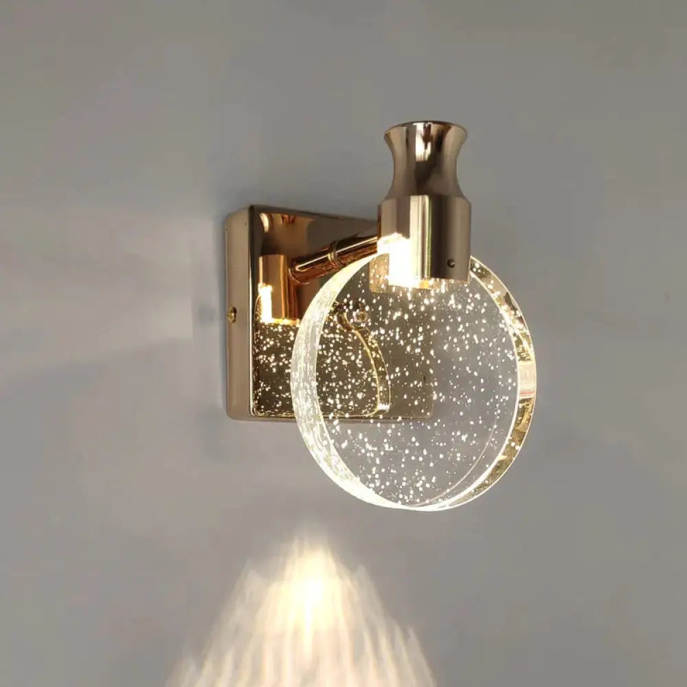 Simple Crystal Led Wall Lamp For Bathroom Bedroom Gold / Warm Light Small Size Light