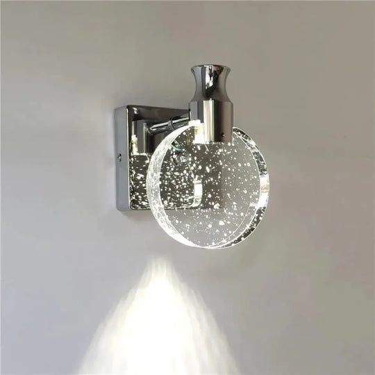 Simple Crystal Led Wall Lamp For Bathroom Bedroom Silver / Warm Light Small Size Light
