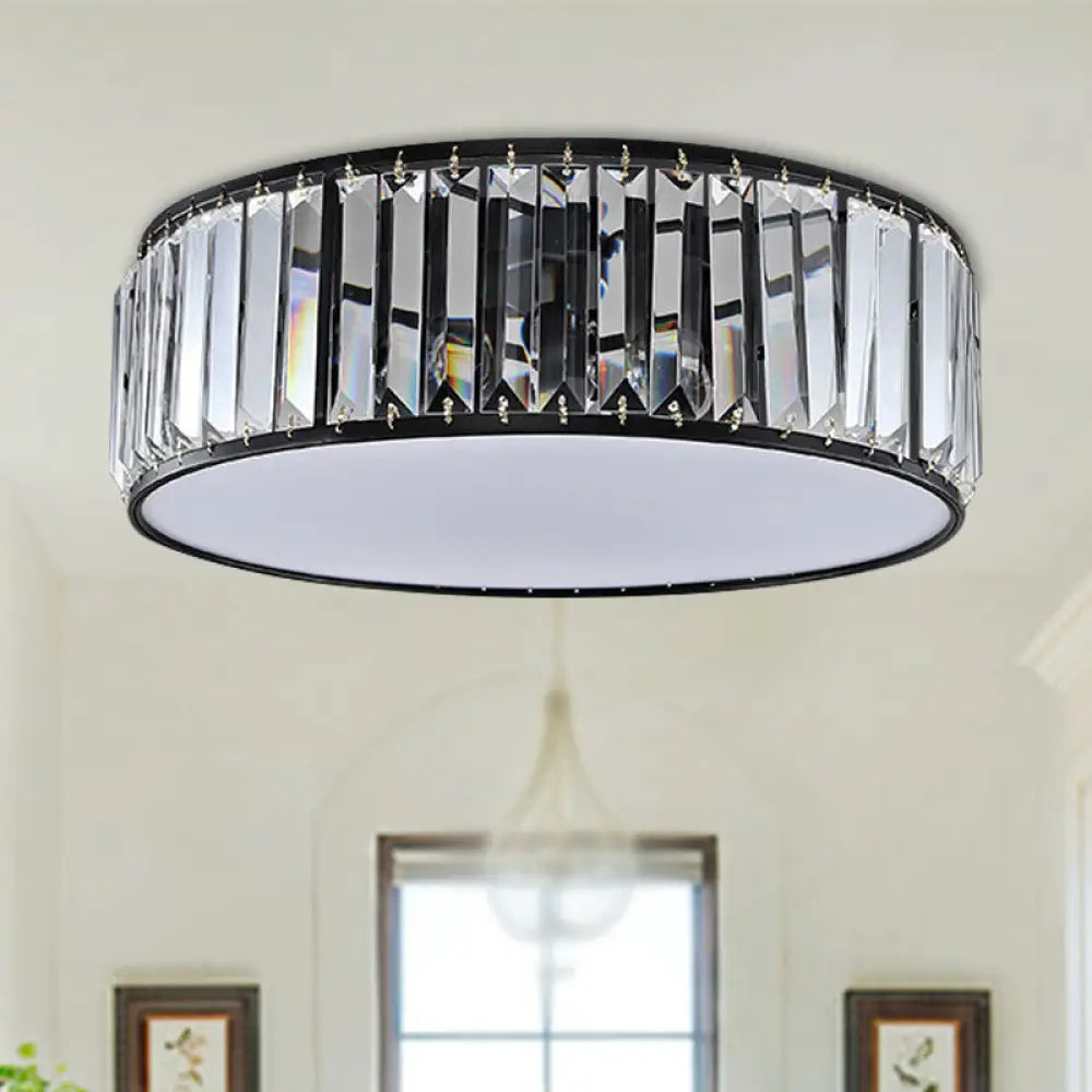 Simple Crystal - Shaded Drum Flush Mount Lamp - Black/Bronze 3/4/5 - Light Fixture For Bedrooms 3 /
