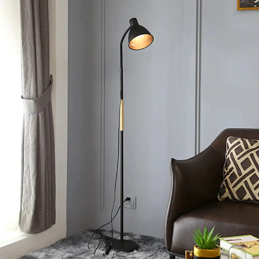 Simple Led Living Room Floor Lamp Study Bedside Bedroom Black / Trichromatic Light Lamps