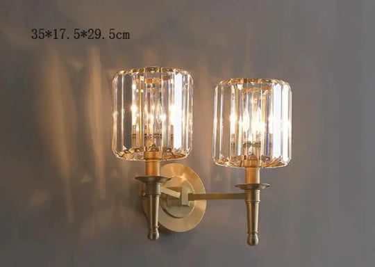 Simple Light Luxury Crystal Bedroom Copper Wall Lamp Double / Without Light Source Lamps
