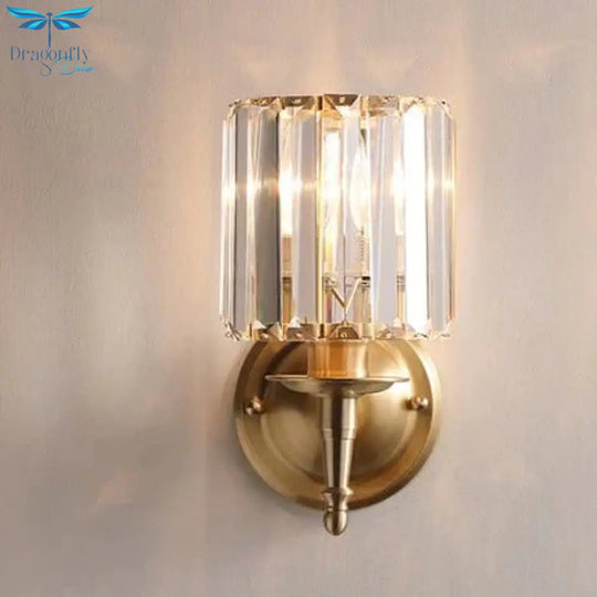 Simple Light Luxury Crystal Bedroom Copper Wall Lamp Lamps