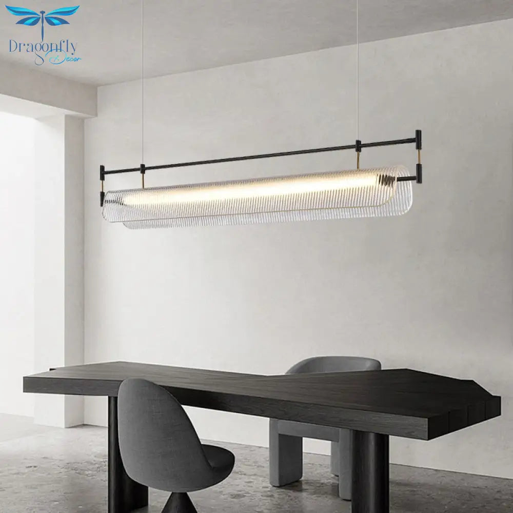Simple Restaurant Chandelier Modern Fashion Designer Dining Table Bar Design Sense Long Stripe Lamps